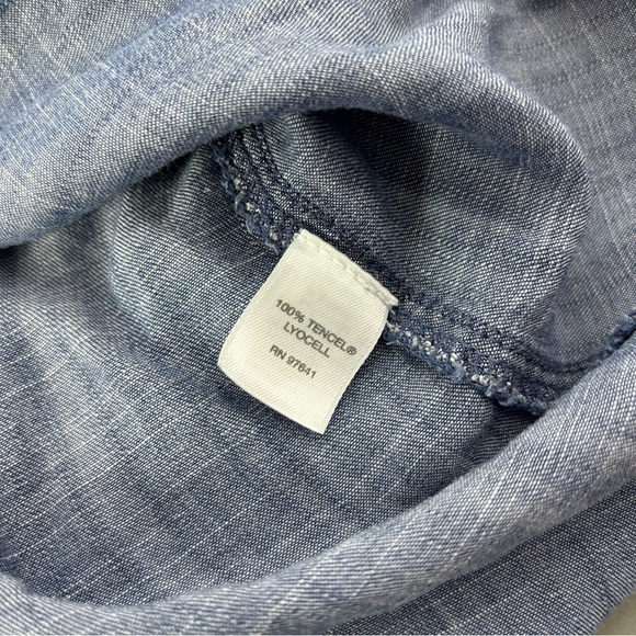 J.Jill Denim Button Front Blue Shirt Women's Small 100% Tencel Lyocell - Picture 6 of 11